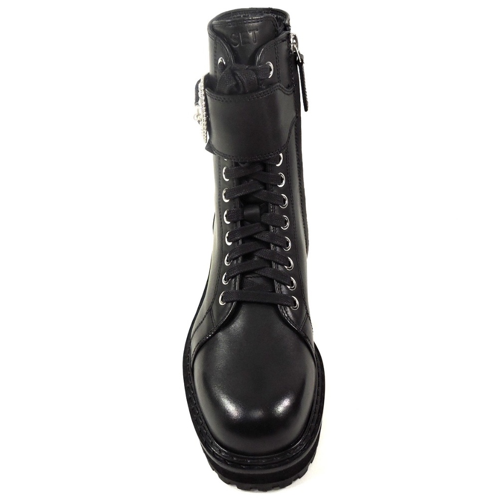 TWINSET 🇮🇹 WOMEN'S BLACK LEATHER COMFORT WINTER  BOOTS - Picture 4 of 6